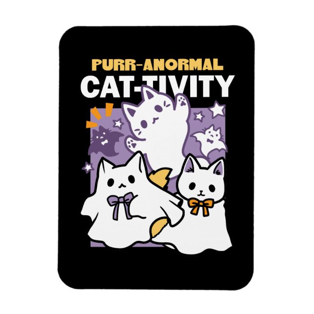Purr-anormal Cat-tivity - Halloween Cat Design Magnet (Vertical)