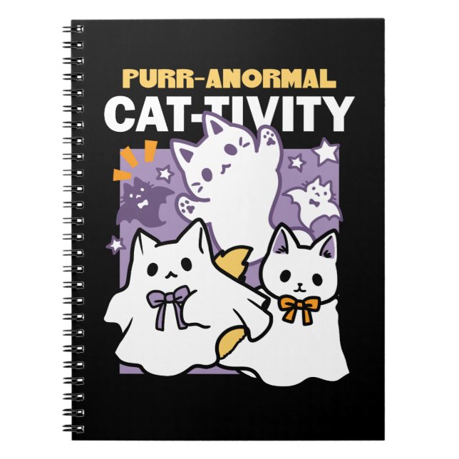 Purr-anormal Cat-tivity - Halloween Cat Design Notebook (Front)
