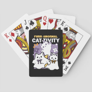 Purr-anormal Cat-tivity - Halloween Cat Design Playing Cards