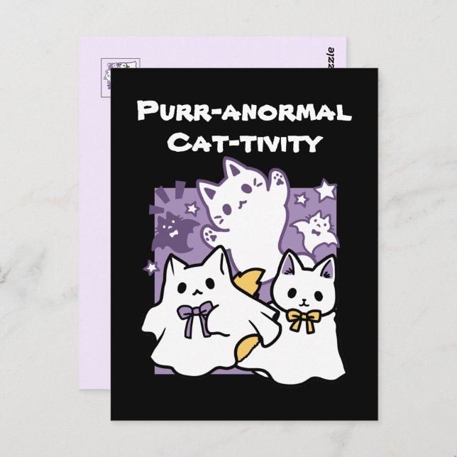 Purr-anormal Cat-tivity - Halloween Cat Design Postcard (Front/Back)