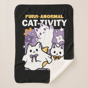 Purr-anormal Cat-tivity - Halloween Cat Design Sherpa Blanket