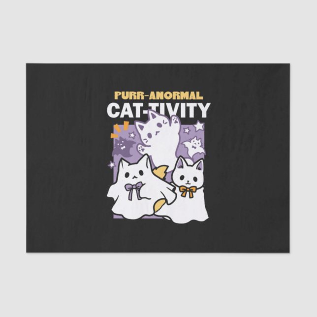 Purr-anormal Cat-tivity - Halloween Cat Design Tissue Paper (Front)