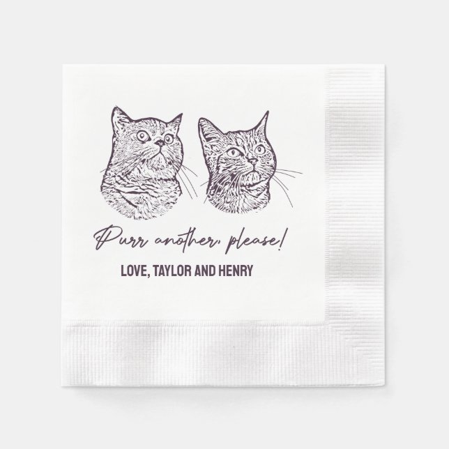 Purr Another Please Customised Pet Wedding Napkins (Front)