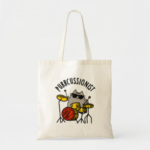 Purr-cussionist Cute Drummer Cat Pun Tote Bag