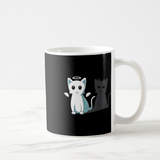 Purr Evil Devil Cat Happy Halloween Cat Angel Devi Coffee Mug (Right)
