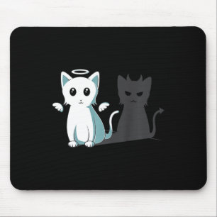 Purr Evil Devil Cat Happy Halloween Cat Angel Devi Mouse Pad