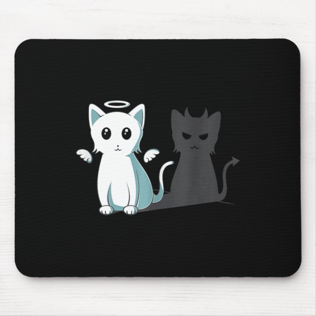 Purr Evil Devil Cat Happy Halloween Cat Angel Devi Mouse Pad (Front)