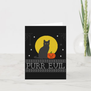 Purr Evil _ Funny Cute Spooky Halloween Black Cat Card