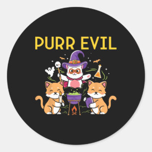 Purr Evil Halloween Cats Witches Fun spooky cats Classic Round Sticker
