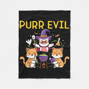 Purr Evil Halloween Cats Witches Fun Spooky Cats Fleece Blanket