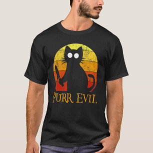 Purr Evil Halloween Gory Cat With Knife T-Shirt