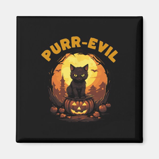 Purr-Evil Haunted Cat Halloween  Magnet (Front)