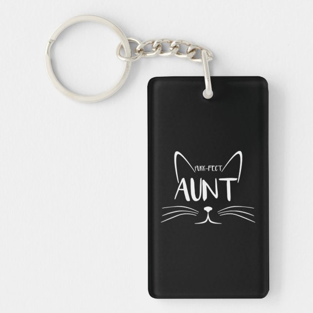 Purr-Fect Aunt Perfect Auntie Cat Kitty Lover Key Ring (Front)