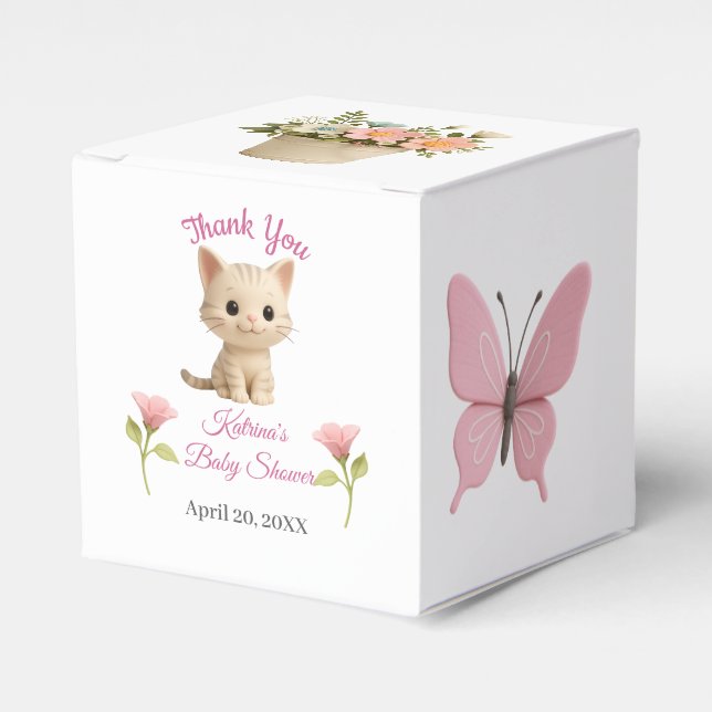 Purr-fect Baby Girl Kitten Baby Shower Favour Box (Front Side)