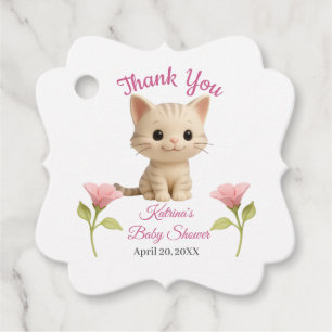 Purr-fect Baby Girl Kitten Baby Shower Favour Tags