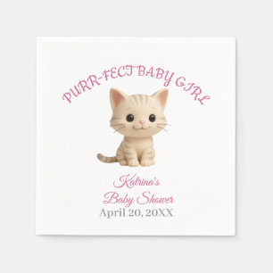 Purr-fect Baby Girl Kitten Baby Shower Napkin