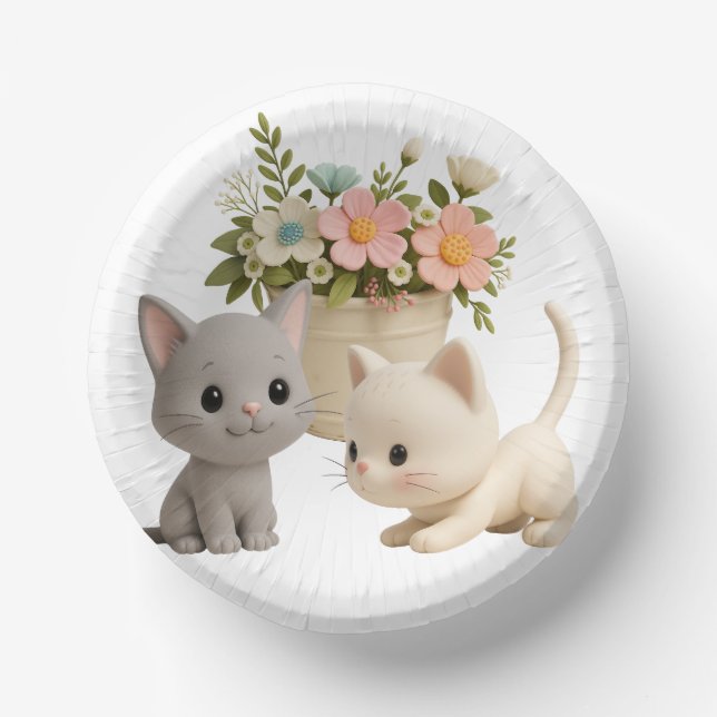 Purr-fect Baby Girl Kitten Baby Shower Paper Plate (Front)