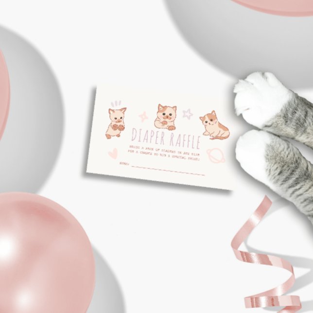 Purr-fect Baby Shower Cats Diaper Raffle Ticket Enclosure Card (Creator Uploaded)