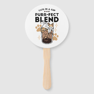 Purr-fect Blend: Cat and Coffee Art for Pet Lovers Hand Fan