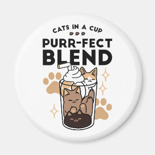 Purr-fect Blend: Cat and Coffee Art for Pet Lovers Magnet