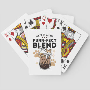 Purr-fect Blend: Cat and Coffee Art for Pet Lovers Playing Cards
