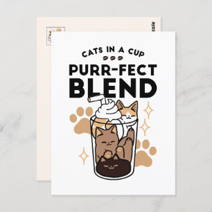 Purr-fect Blend: Cat and Coffee Art for Pet Lovers Postcard