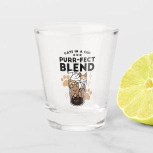 Purr-fect Blend: Cat and Coffee Art for Pet Lovers Shot Glass