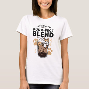 Purr-fect Blend: Cat and Coffee Art for Pet Lovers T-Shirt