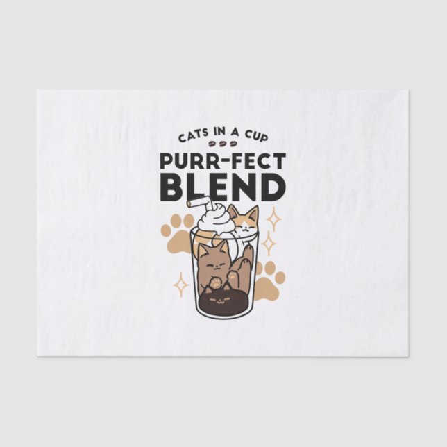 Purr-fect Blend: Cat and Coffee Art for Pet Lovers Tissue Paper (Front)