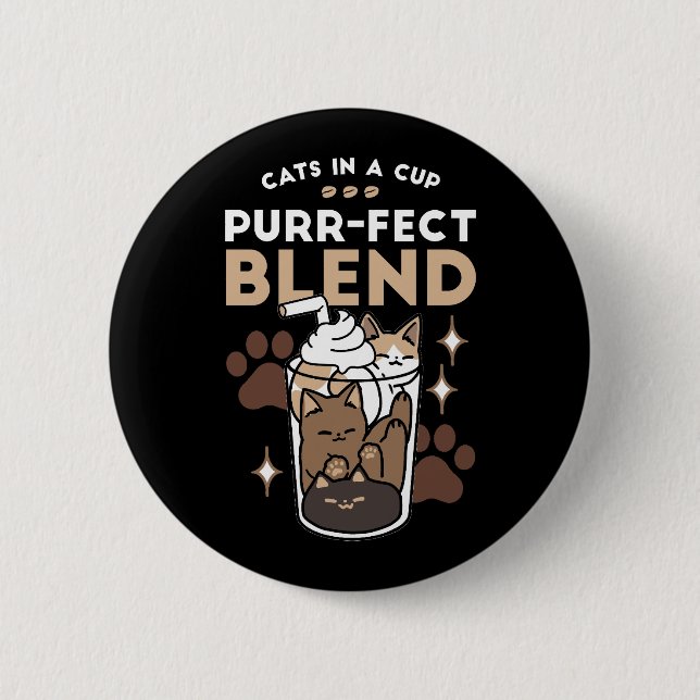 Purr-fect Blend: Coffee Design for Cat & Coffee 6 Cm Round Badge (Front)
