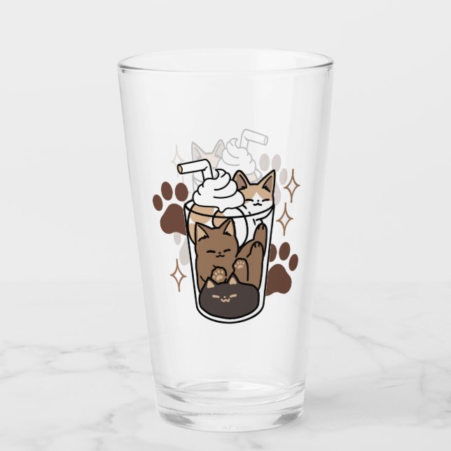 Purr-fect Blend: Coffee Design for Cat & Coffee Glass (Front)