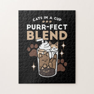 Purr-fect Blend: Coffee Design for Cat & Coffee Jigsaw Puzzle