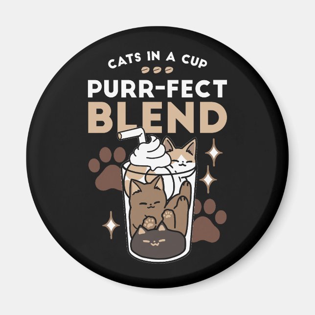 Purr-fect Blend: Coffee Design for Cat & Coffee Magnet (Front)