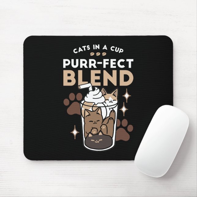 Purr-fect Blend: Coffee Design for Cat & Coffee Mouse Pad (With Mouse)