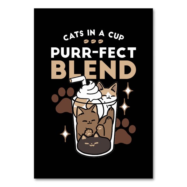 Purr-fect Blend: Coffee Design for Cat & Coffee Table Number (Front)
