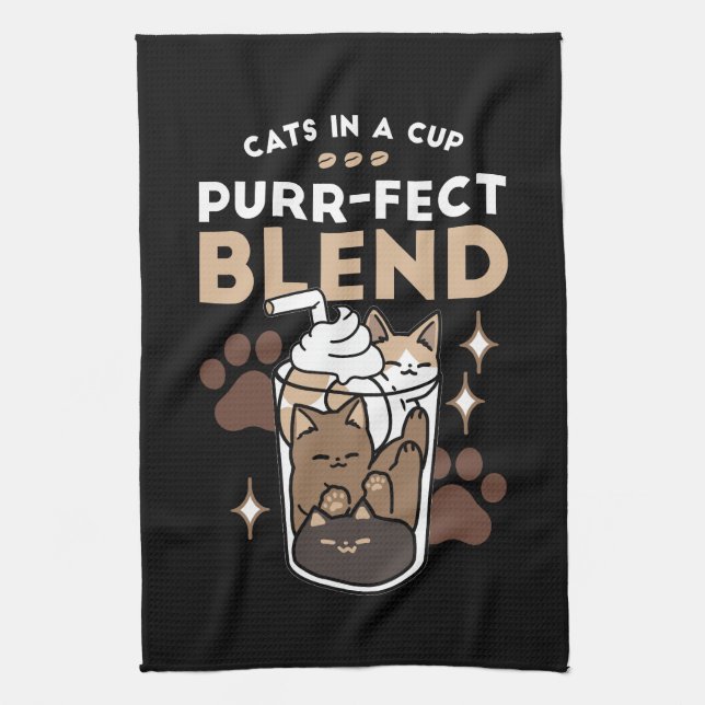 Purr-fect Blend: Coffee Design for Cat & Coffee Tea Towel (Vertical)