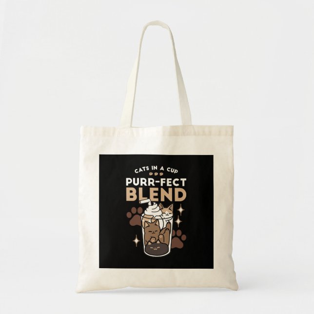 Purr-fect Blend: Coffee Design for Cat & Coffee Tote Bag (Front)