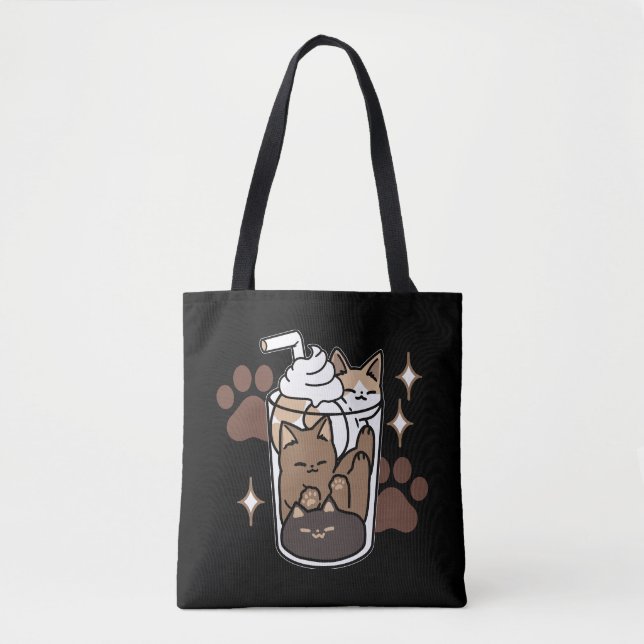 Purr-fect Blend: Coffee Design for Cat & Coffee Tote Bag (Front)