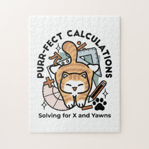 Purr-fect Calculations – Funny Math Cat Design Jigsaw Puzzle