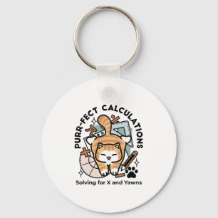 Purr-fect Calculations – Funny Math Cat Design Key Ring