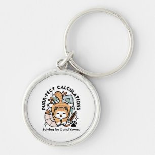Purr-fect Calculations – Funny Math Cat Design Key Ring