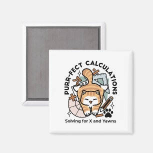 Purr-fect Calculations – Funny Math Cat Design Magnet