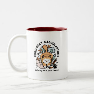 Purr-fect Calculations – Funny Math Cat Design Two-Tone Coffee Mug