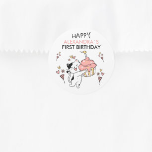 Purr-fect First Birthday Kitten Classic Round Sticker