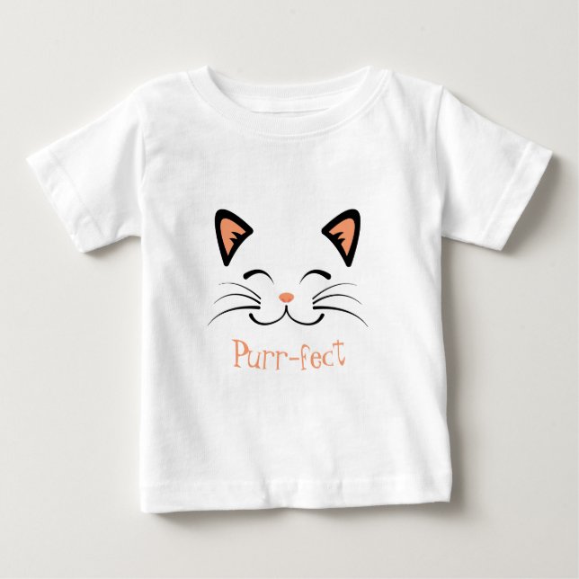 Purr-fect Kitty Face Graphic Baby T-Shirt (Front)