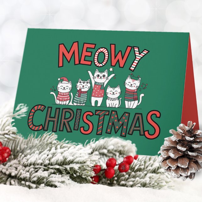 Purr-fect Meowy Christmas  Holiday Card (The purr-fect holiday card for cat lovers!)