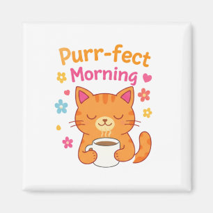 Purr-fect Morning Cat Coffee Mug – Cute Cat Lover Magnet