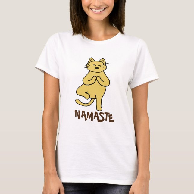 Purr-fect 'Namaste Cat Mum' Tee; Funny Cat. Lover T-Shirt (Front)