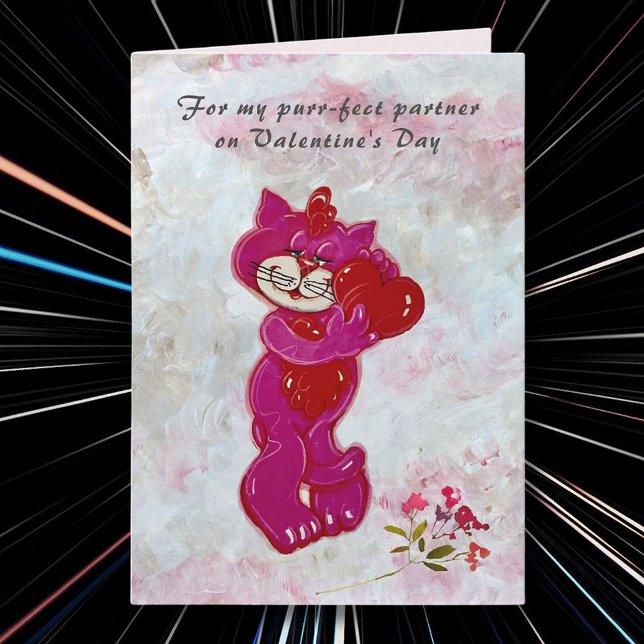 Purr-Fect Partner Handpainted Cat Valentine's Day Card (Creator Uploaded)