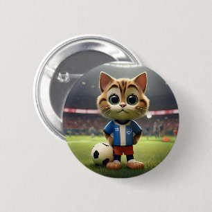 "Purr-fect Striker: The 3D Soccer Cat" 6 Cm Round Badge